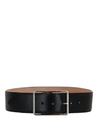 Alexander McQueen Womens Wide Leather Belt Black