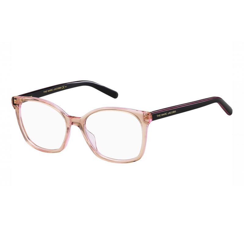 Marc Jacobs Marc Jacobs Eyeglasses Rectangle Full Rim, Transparent Pink/Black Frame and Clear Demo Lenses Lens MARC464013000