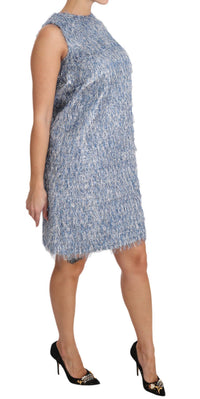 Dolce & Gabbana Light Blue Fringe Shift Gown Women's Dress