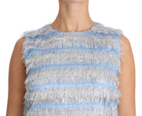 Dolce & Gabbana Light Blue Silver Shift Gown Women's Dress