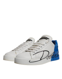Dolce & Gabbana White Blue Logo Portofino Sneakers Women's Shoes