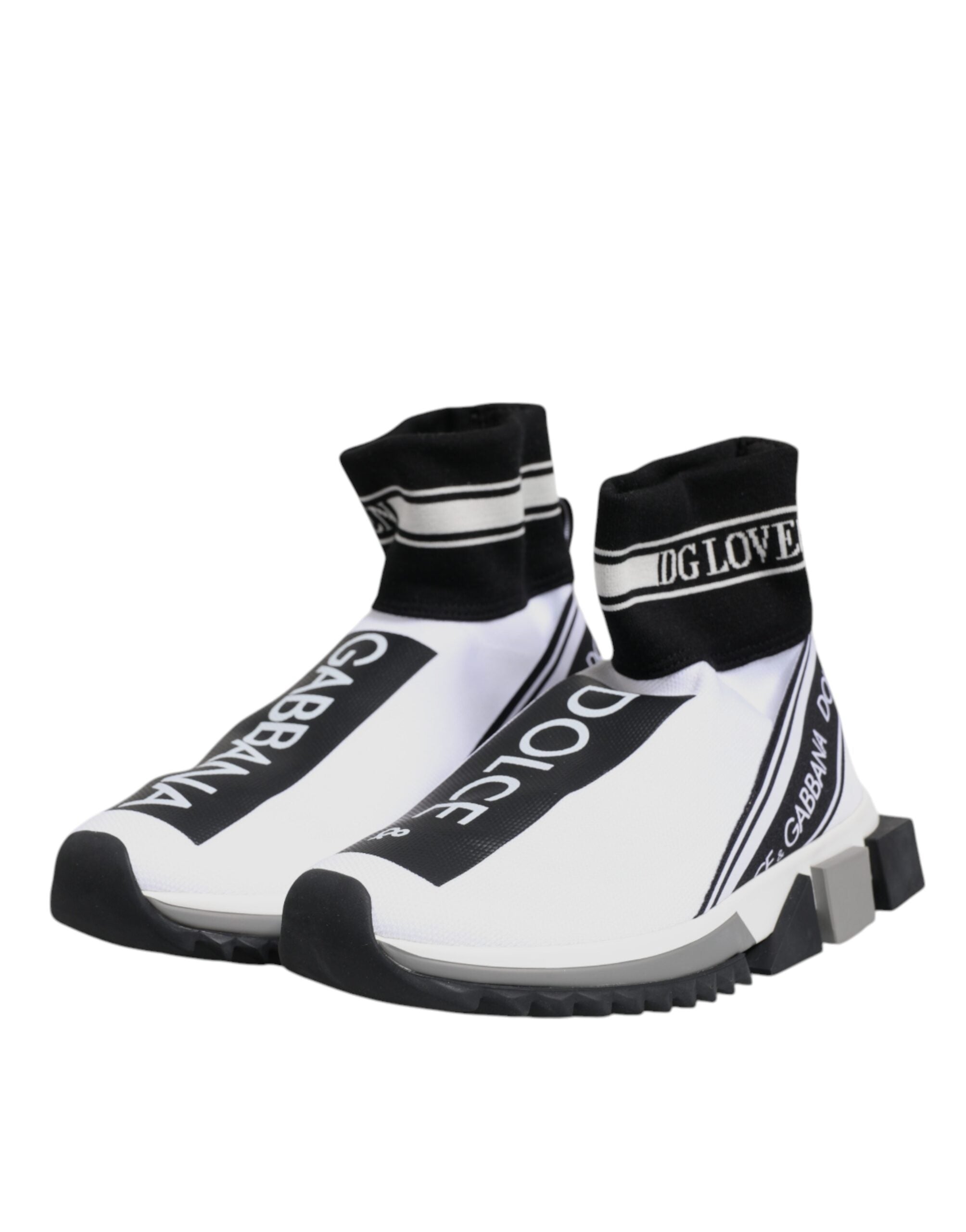 Dolce & Gabbana White Black Sorrento Socks Sneakers Women's Shoes