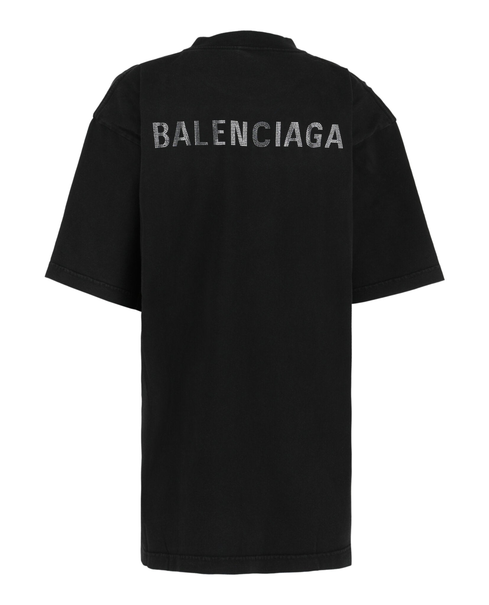 Balenciaga Balenciaga Womens Medium Fit Crystal Embellished Logo T-Shirt