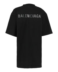 Balenciaga Balenciaga Womens Medium Fit Crystal Embellished Logo T-Shirt