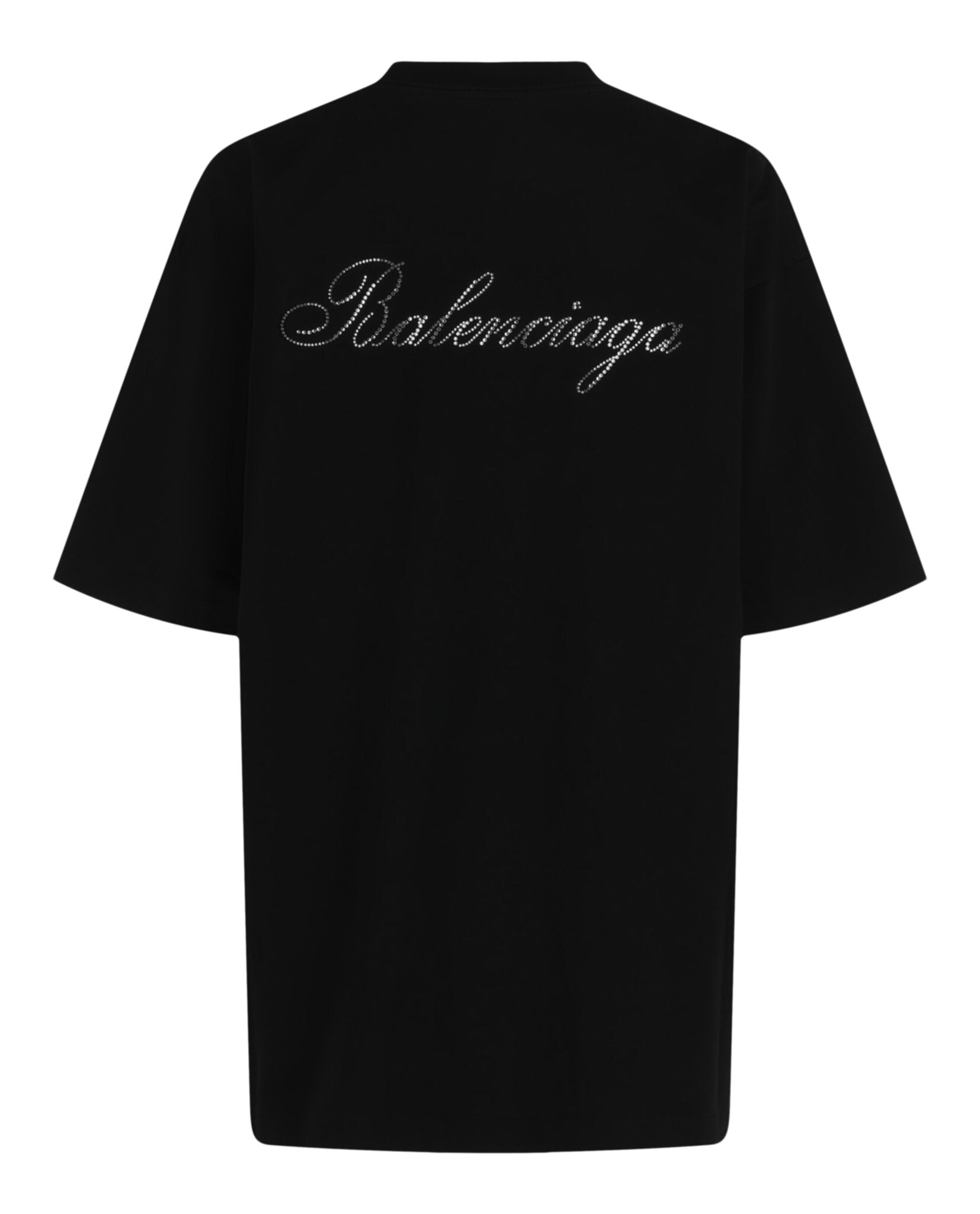 Balenciaga Balenciaga Womens Handwritten Logo Crystal-Embellished T-Shirt