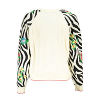 Desigual Desigual Elegant White Crew Neck Sweater with Contrast Women's Details