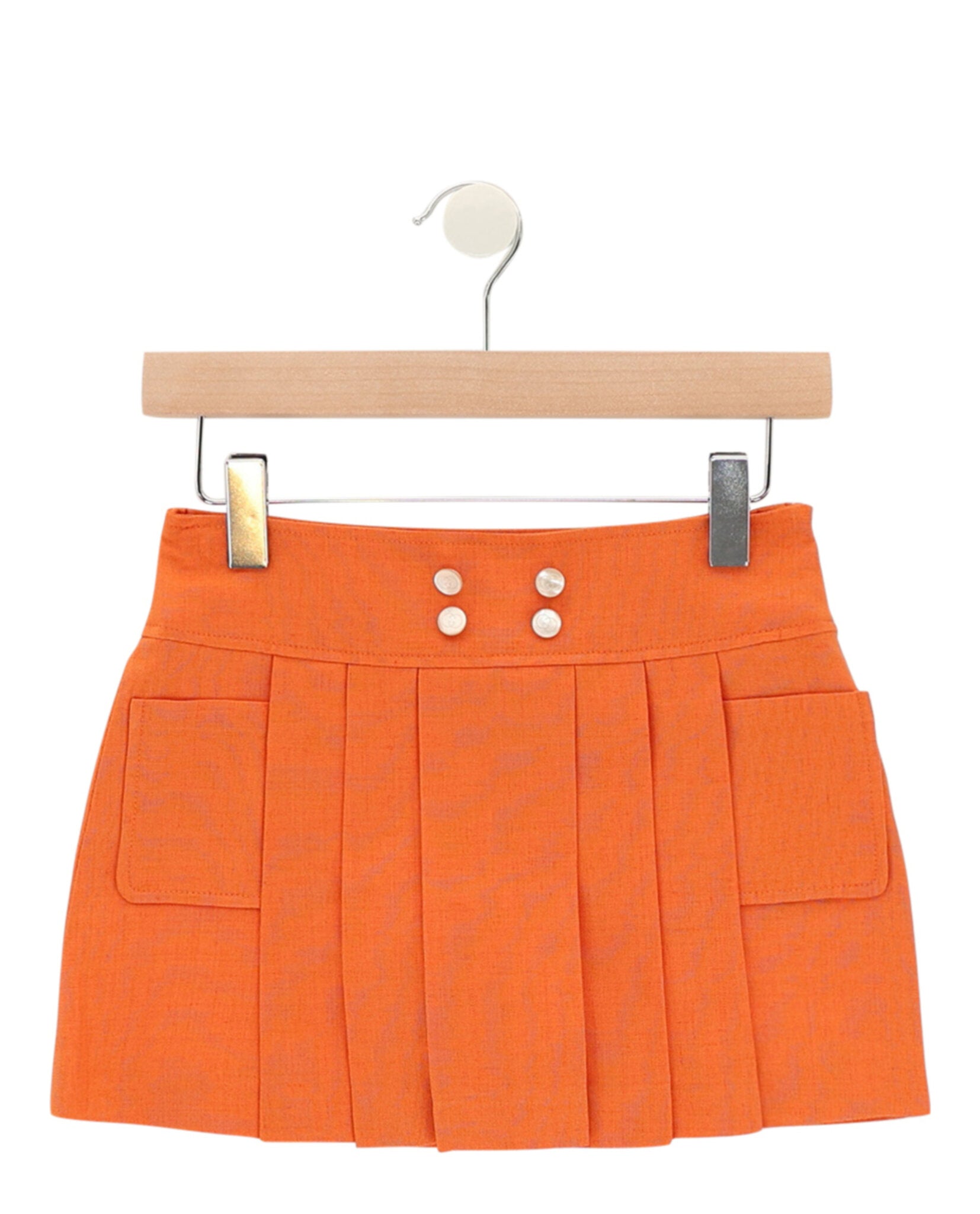 Gucci Girls Pleated Linen-Blend Skirt