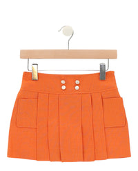 Gucci Girls Pleated Linen-Blend Skirt