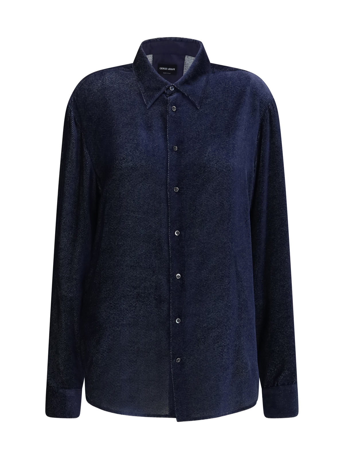 Giorgio Armani Men Silk Blend Devoré Velvet Twill Shirt