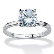 PalmBeach Jewelry Sterling Silver Round Cubic Zirconia Solitaire Engagement Ring Sizes 5-10