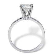 PalmBeach Jewelry Sterling Silver Round Cubic Zirconia Solitaire Engagement Ring Sizes 5-10