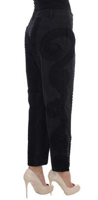 Dolce & Gabbana Black Cotton Stretch Torero Capris Women's Pants