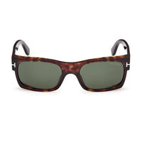 Tom Ford Sunglasses Rectangle Full Rim, Dark Havana Frame and Green Lens FT118152N