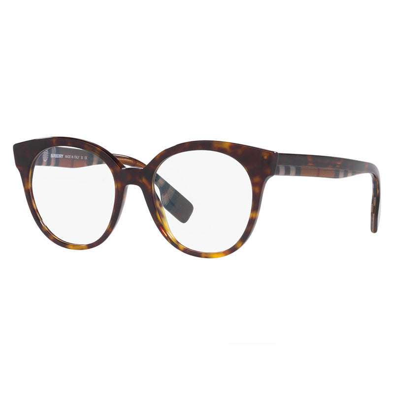 Burberry Eyeglasses Round Full Rim, Black Frame and Clear Demo Lenses Lens BE23563942