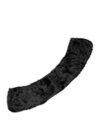 Dolce & Gabbana Black Lamb Fur Collar Women Neck Wrap Women's Scarf