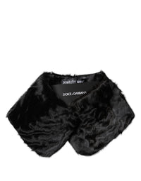 Dolce & Gabbana Black Lamb Fur Collar Women Neck Wrap Women's Scarf