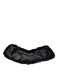 Dolce & Gabbana Black Lamb Fur Collar Women Neck Wrap Women's Scarf