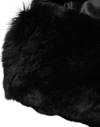 Dolce & Gabbana Black Lamb Fur Collar Women Neck Wrap Women's Scarf