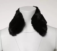 Dolce & Gabbana Black Lamb Fur Collar Women Neck Wrap Women's Scarf