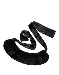 Dolce & Gabbana Black Lamb Fur Women Neck Warmer Winter Women's Scarf
