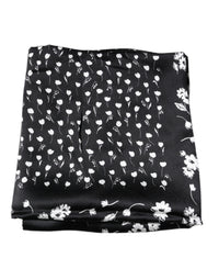 Dolce & Gabbana Black Floral Silk Square Wrap Shawl Women's Scarf