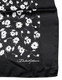 Dolce & Gabbana Black Floral Silk Square Wrap Shawl Women's Scarf