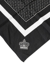 Dolce & Gabbana Black Polka Dots Cotton Handkerchief Men's Scarf