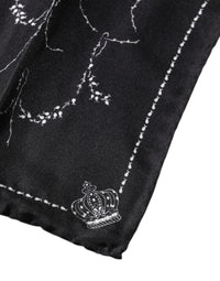 Dolce & Gabbana Black Patterned Silk Handkerchief Men's Scarf
