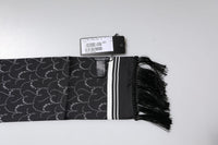 Dolce & Gabbana Black Patterned Skinny Fringes Shawl Men's Scarf
