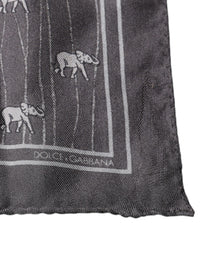 Dolce & Gabbana Brown Elephant Fantasy Handkerchief Women's Scarf