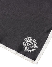 Dolce & Gabbana Black Crown Logo Square Handkerchief Men's Scarf