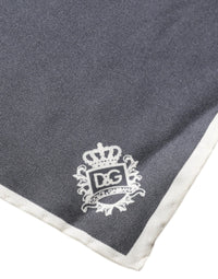 Dolce & Gabbana Gray Crown Logo Square Handkerchief Men's Scarf