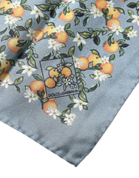 Dolce & Gabbana Gray Oranges Silk Square Handkerchief Men's Scarf