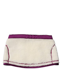Dolce & Gabbana White Purple Cashmere Fleece Neck Warmer Women's Scarf