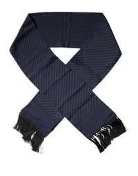 Dolce & Gabbana Dark Blue Fantasy Fringes Neck Wrap Men's Scarf