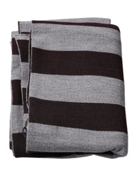 Dolce & Gabbana Black Gray Stripes Wool Neck Wrap Men's Scarf