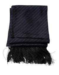 Dolce & Gabbana Dark Blue Fantasy Fringes Neck Wrap Men's Scarf