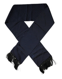 Dolce & Gabbana Dark Blue Fantasy Fringes Neck Wrap Men's Scarf