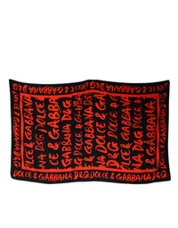 Dolce & Gabbana Dolce & Gabbana Black Red Logo Print Cotton Beach Women's Towel