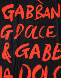 Dolce & Gabbana Dolce & Gabbana Black Red Logo Print Cotton Beach Women's Towel