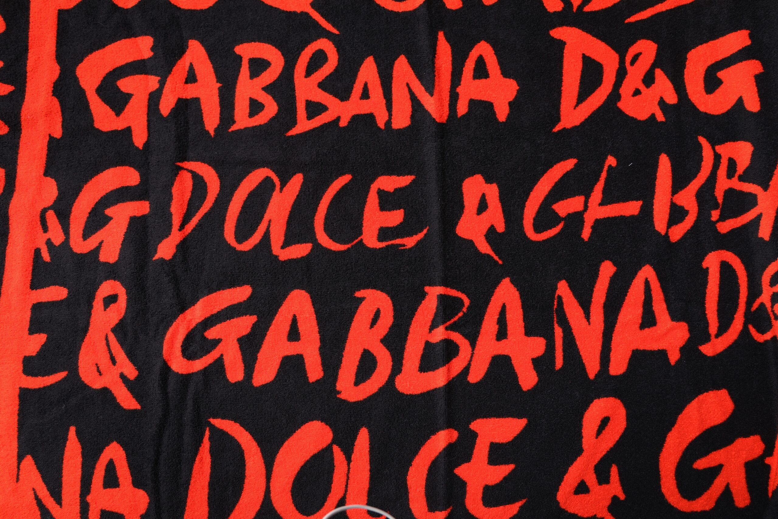 Dolce & Gabbana Dolce & Gabbana Black Red Logo Print Cotton Beach Women's Towel