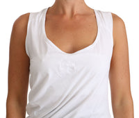 Cavalli White Top Tank CAVALLI T-Shirt Women's Jersey