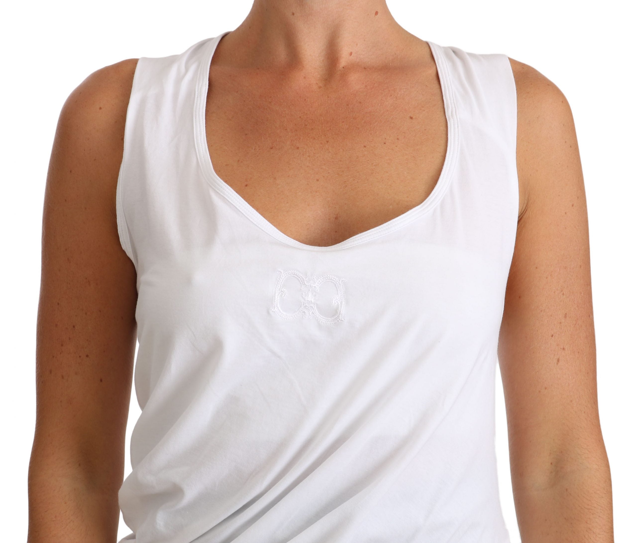 Cavalli White Top Tank CAVALLI T-Shirt Women's Jersey