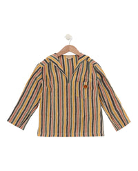 Gucci Boys Striped Linen Long Sleeve Shirt Multi