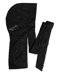 Dolce & Gabbana Black Floral Lace Whole Head Wrap Women's Hat