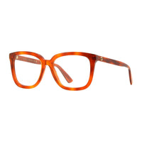 Gucci Eyeglasses Square Full Rim, Blonde Havana Frame and Clear Demo Lenses Lens GG1319O002