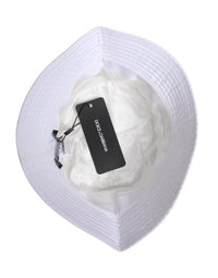 Dolce & Gabbana White Cotton Wide Brim Bucket Men's Hat