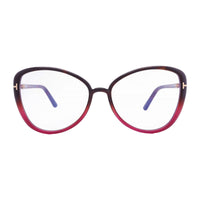 Tom Ford Eyeglasses Butterfly Full Rim, Shiny Black Frame and Clear Blue Light Block Lens FT5907-B001