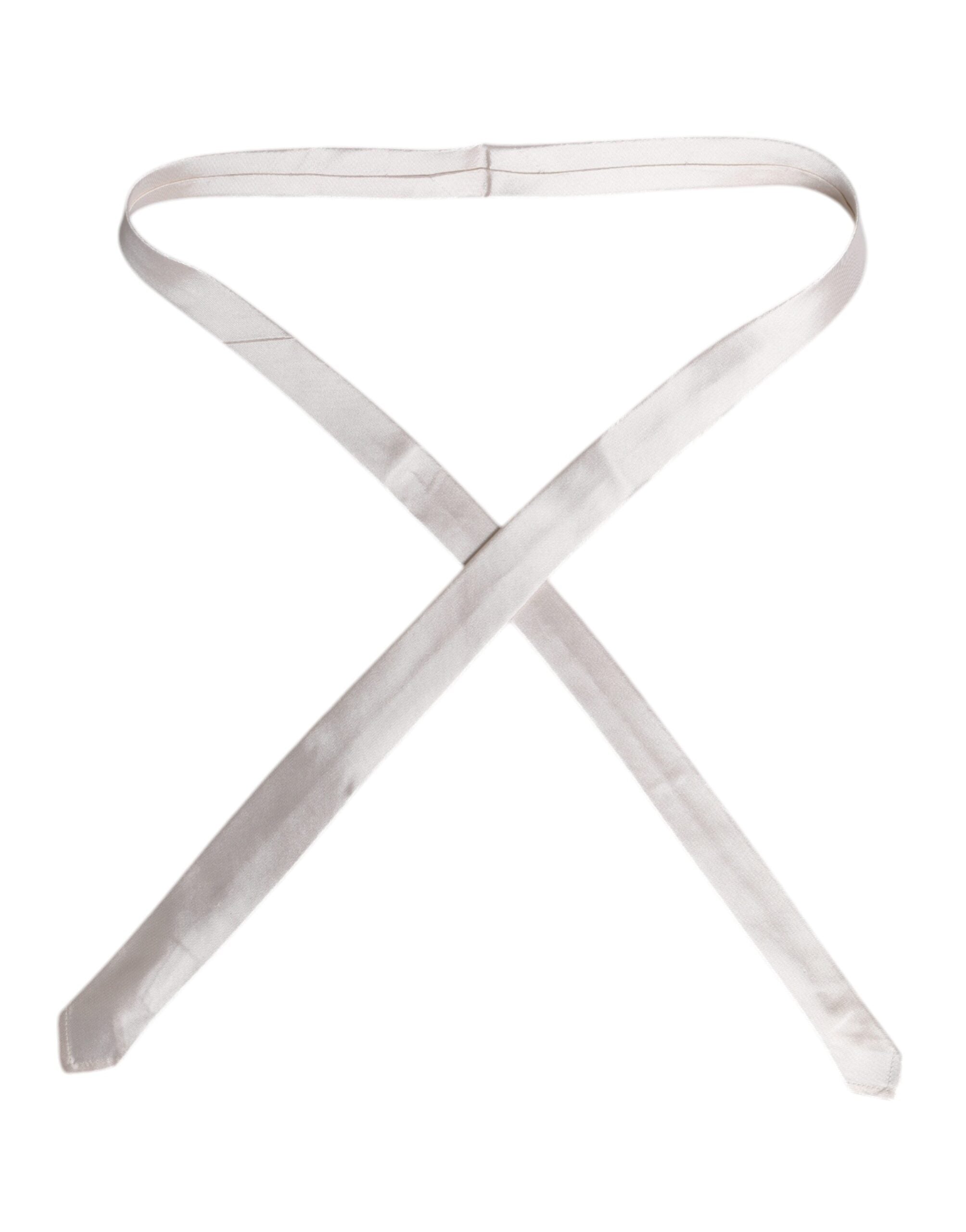 Dolce & Gabbana Dolce & Gabbana White Solid Silk Adjustable NeckMen's Men's Tie