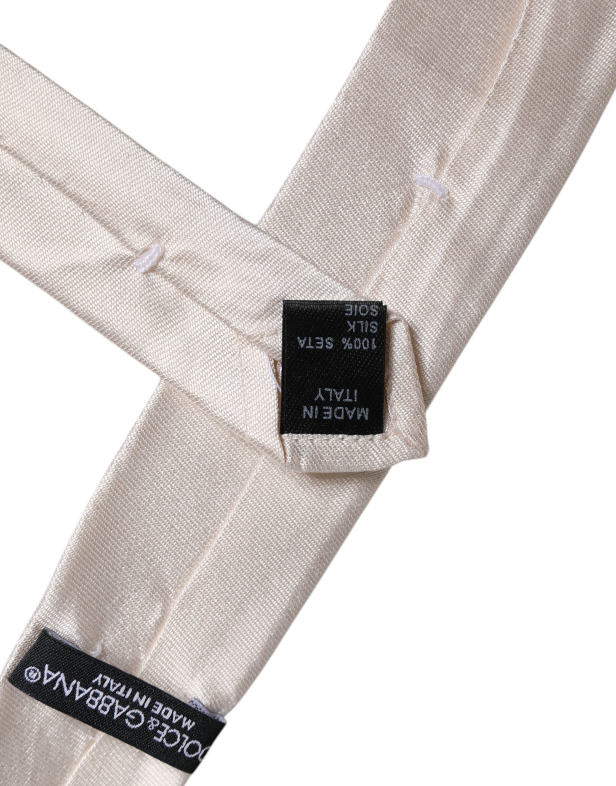 Dolce & Gabbana Dolce & Gabbana White Solid Silk Adjustable NeckMen's Men's Tie